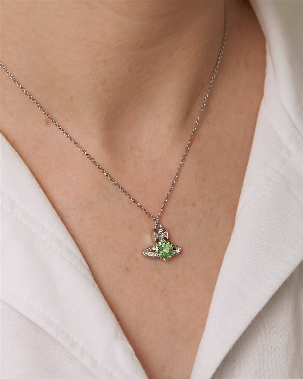 Vivienne Westwood Silver Light Green Ariella Necklace