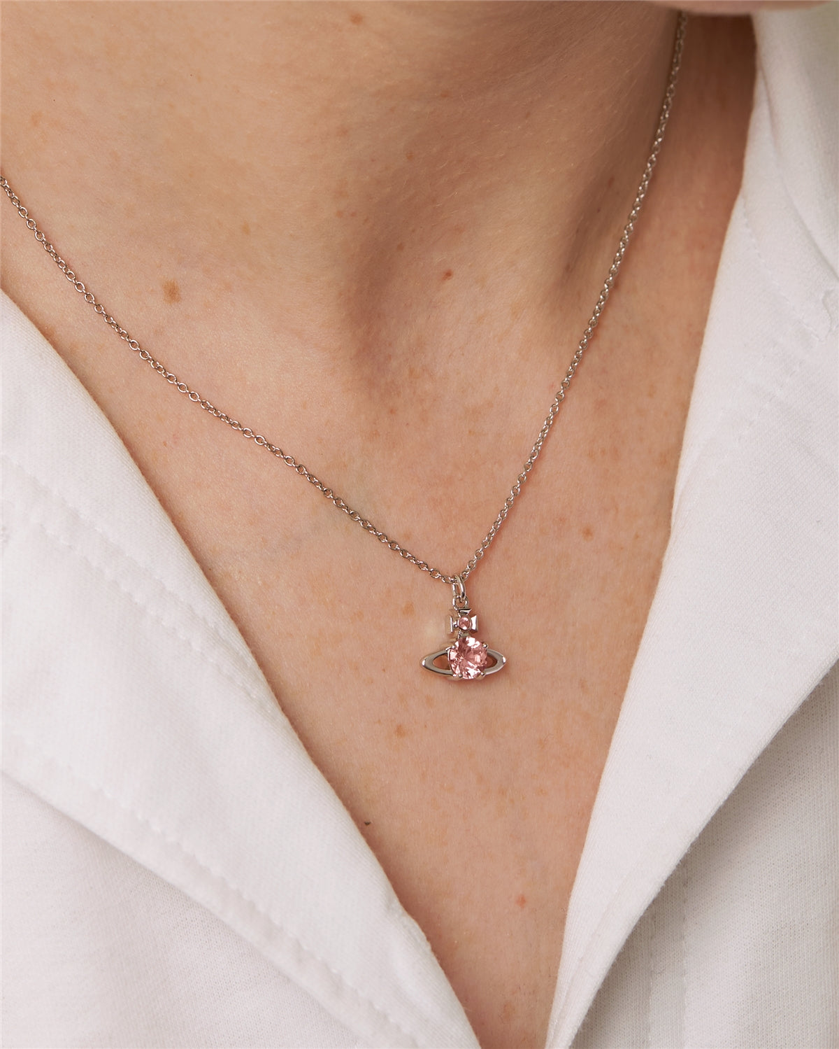 Vivienne Westwood Silver Reina Small Champagne CZ Necklace