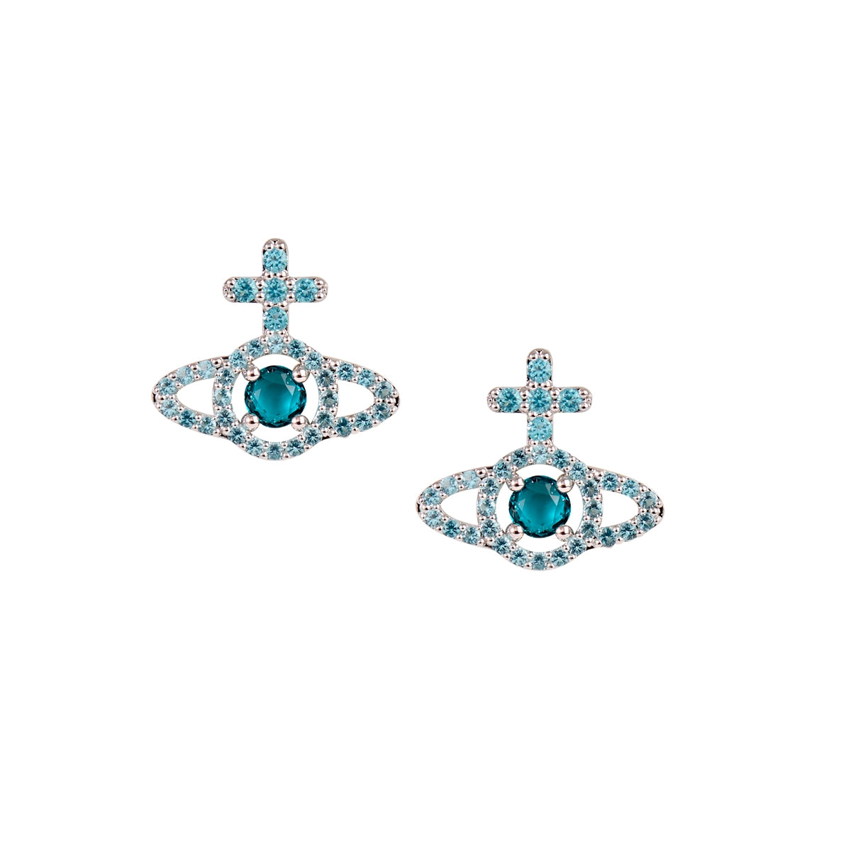 Vivienne Westwood Silver Turquoise CZ Olympia Studs