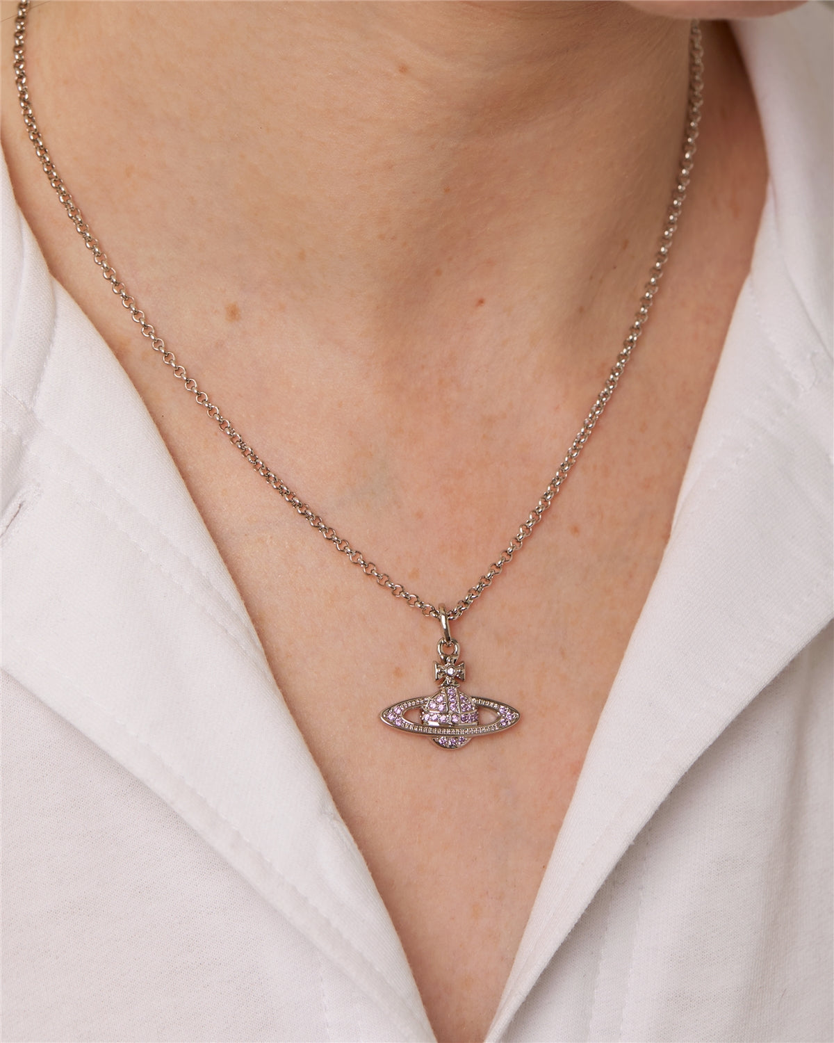 Vivienne Westwood Silver Violet Mini Bas Relief Necklace