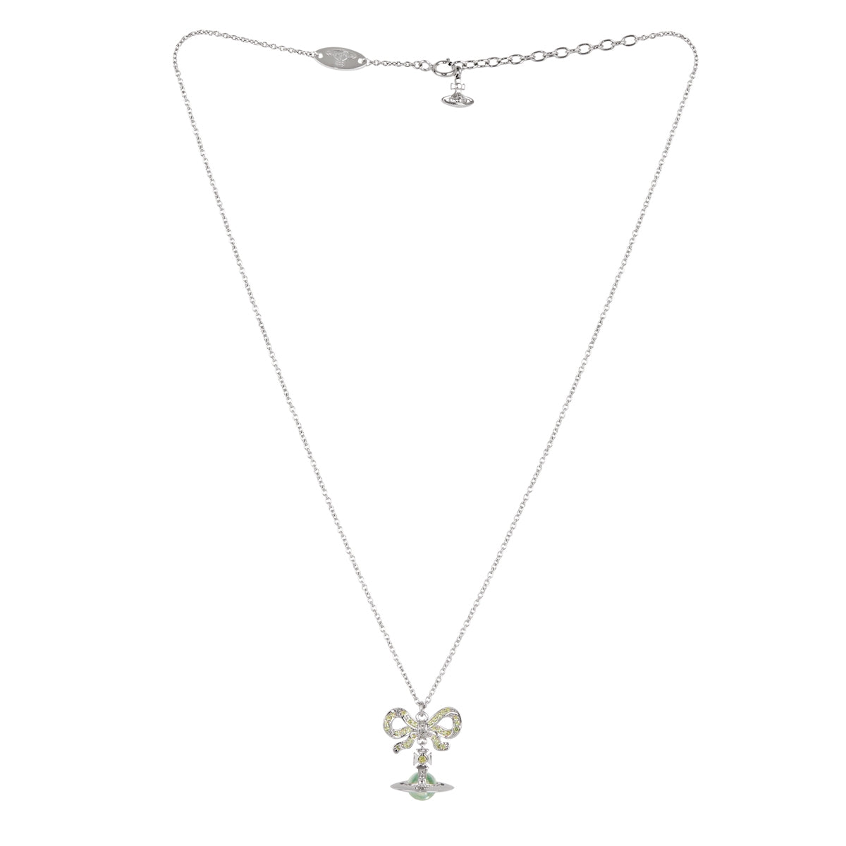 Vivienne Westwood Sterling Silver Green Bow Octavie Necklace