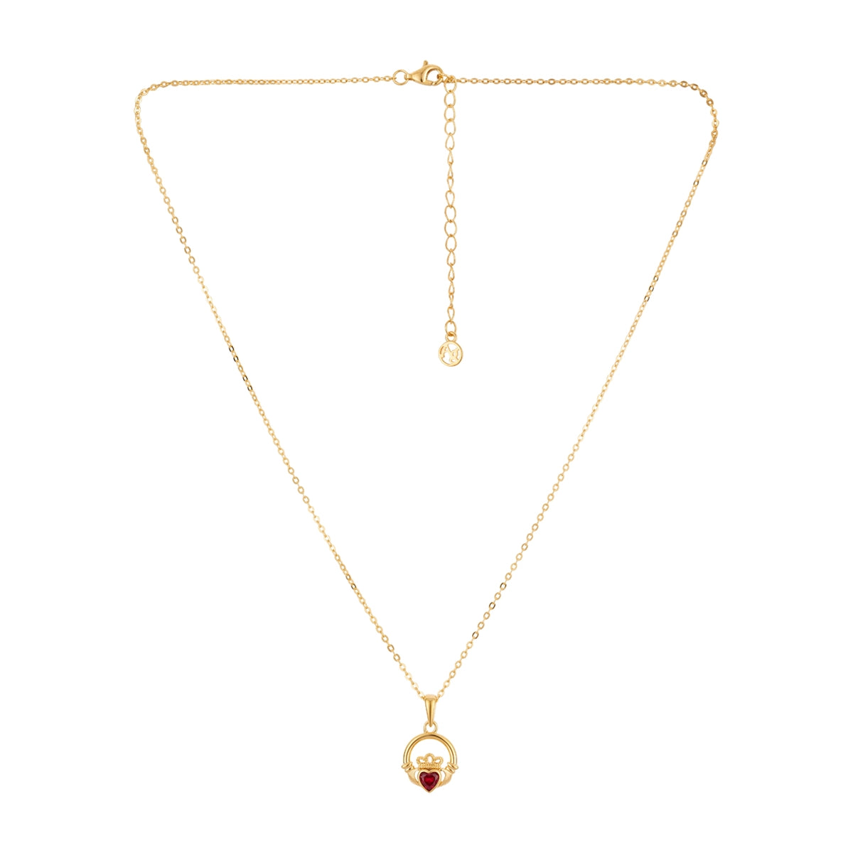 Argento Gold Birthstone January Garnet CZ Claddagh Necklace