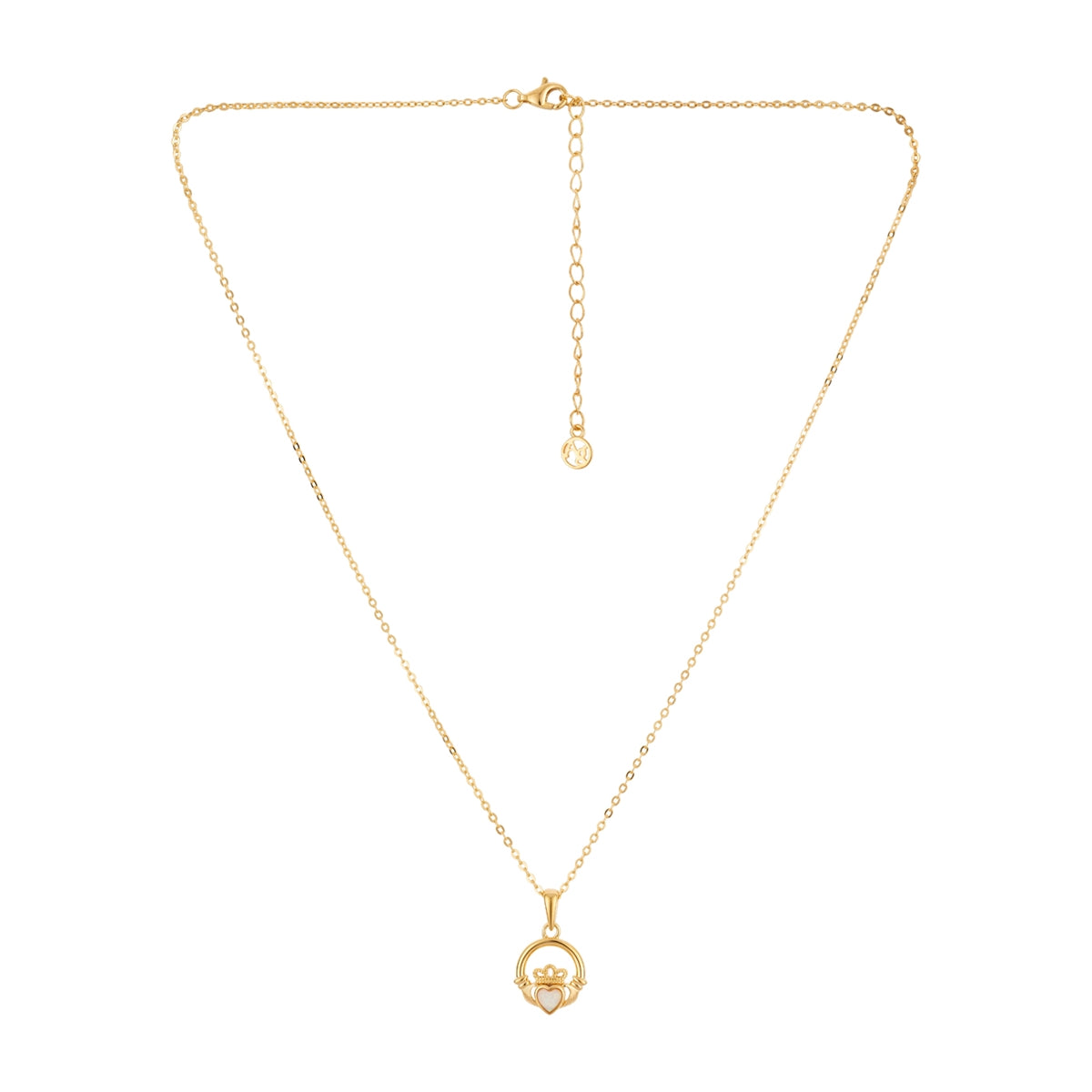 Argento Gold Birthstone October Opal CZ Claddagh Necklace