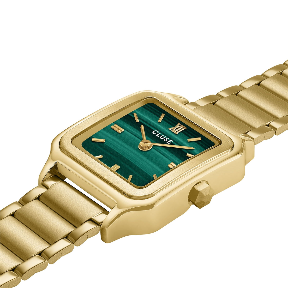 CLUSE Gold Gracieuse Petite Malachite Square Watch