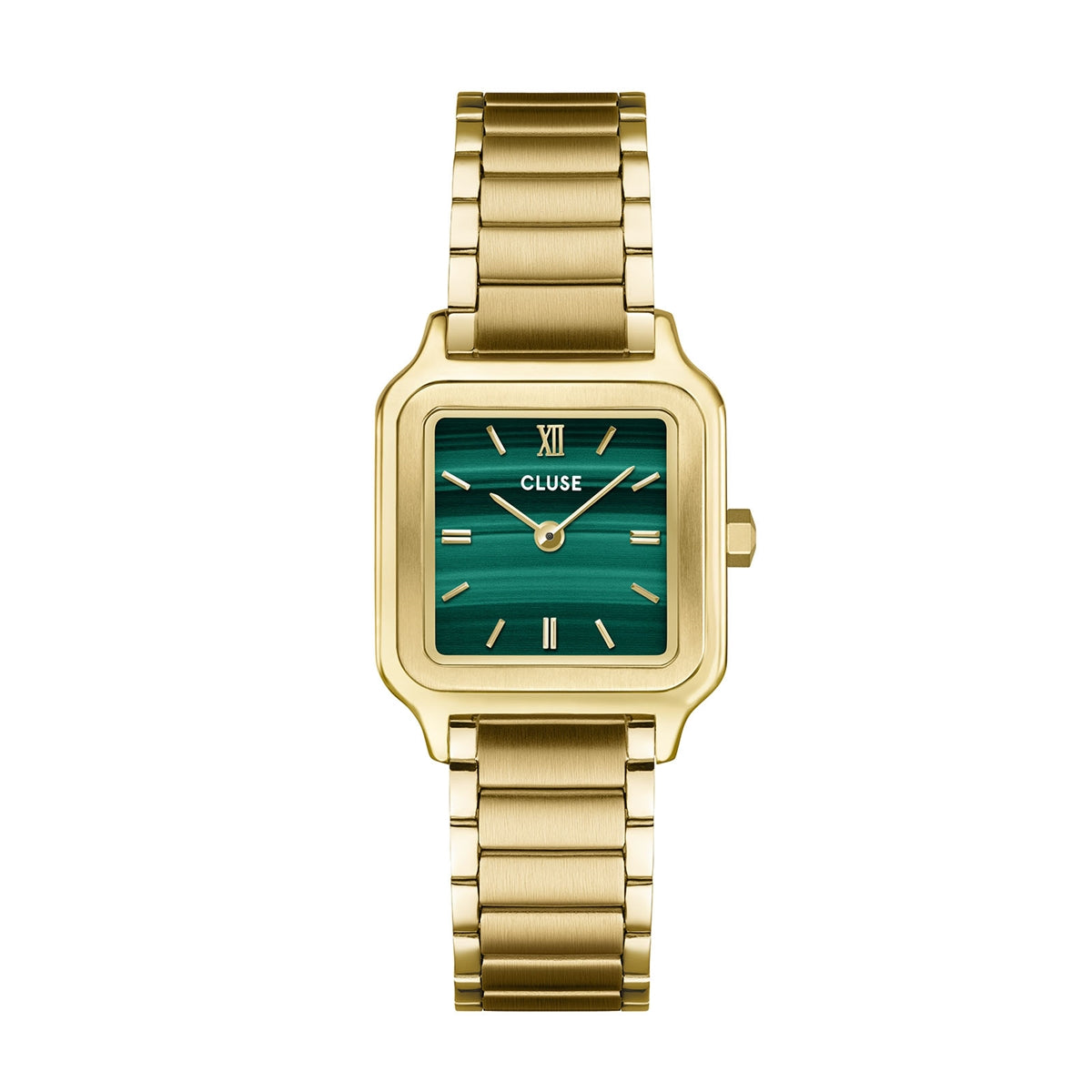 CLUSE Gold Gracieuse Petite Malachite Square Watch