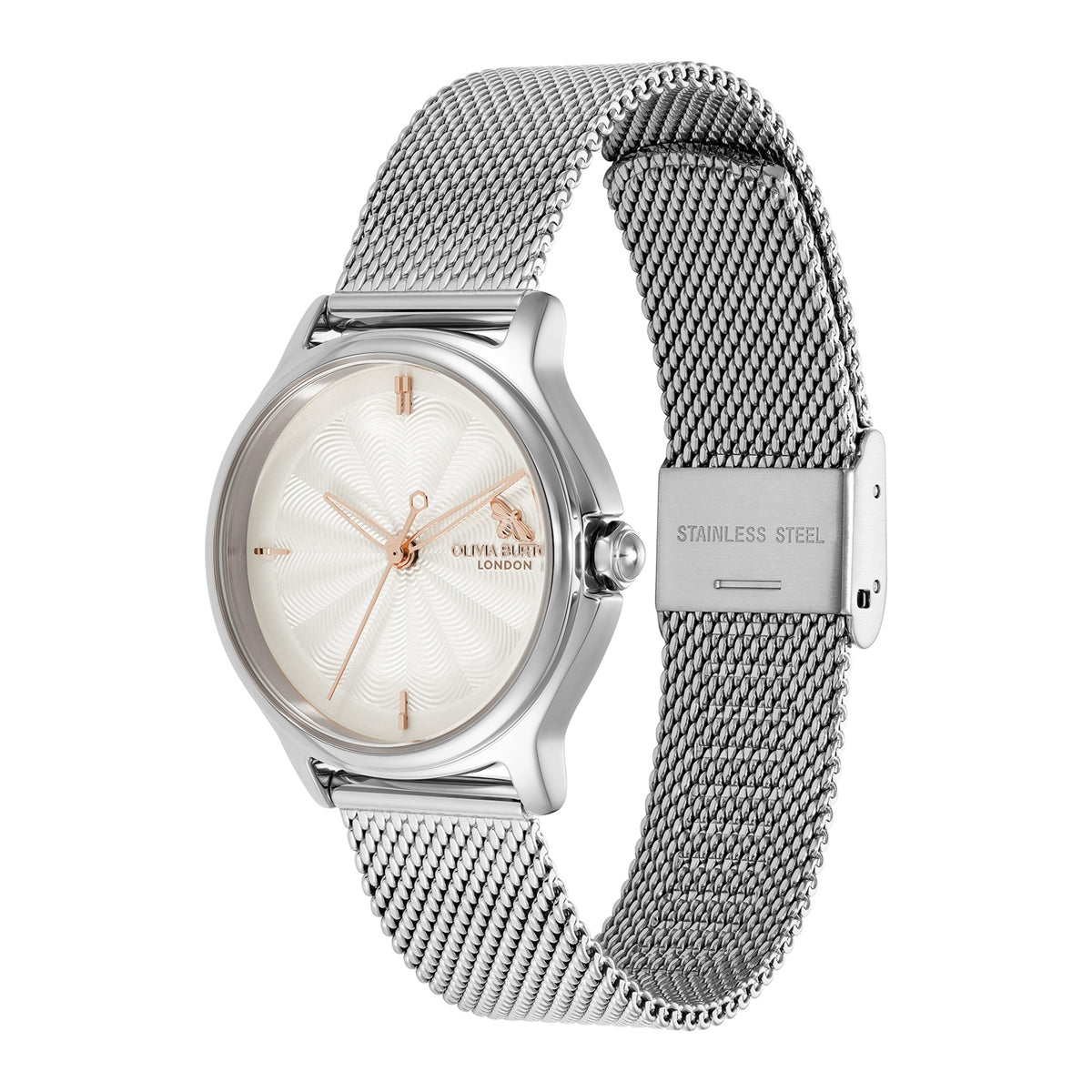 Olivia Burton Silver Classic Bee Silver Milanese Strap Watch