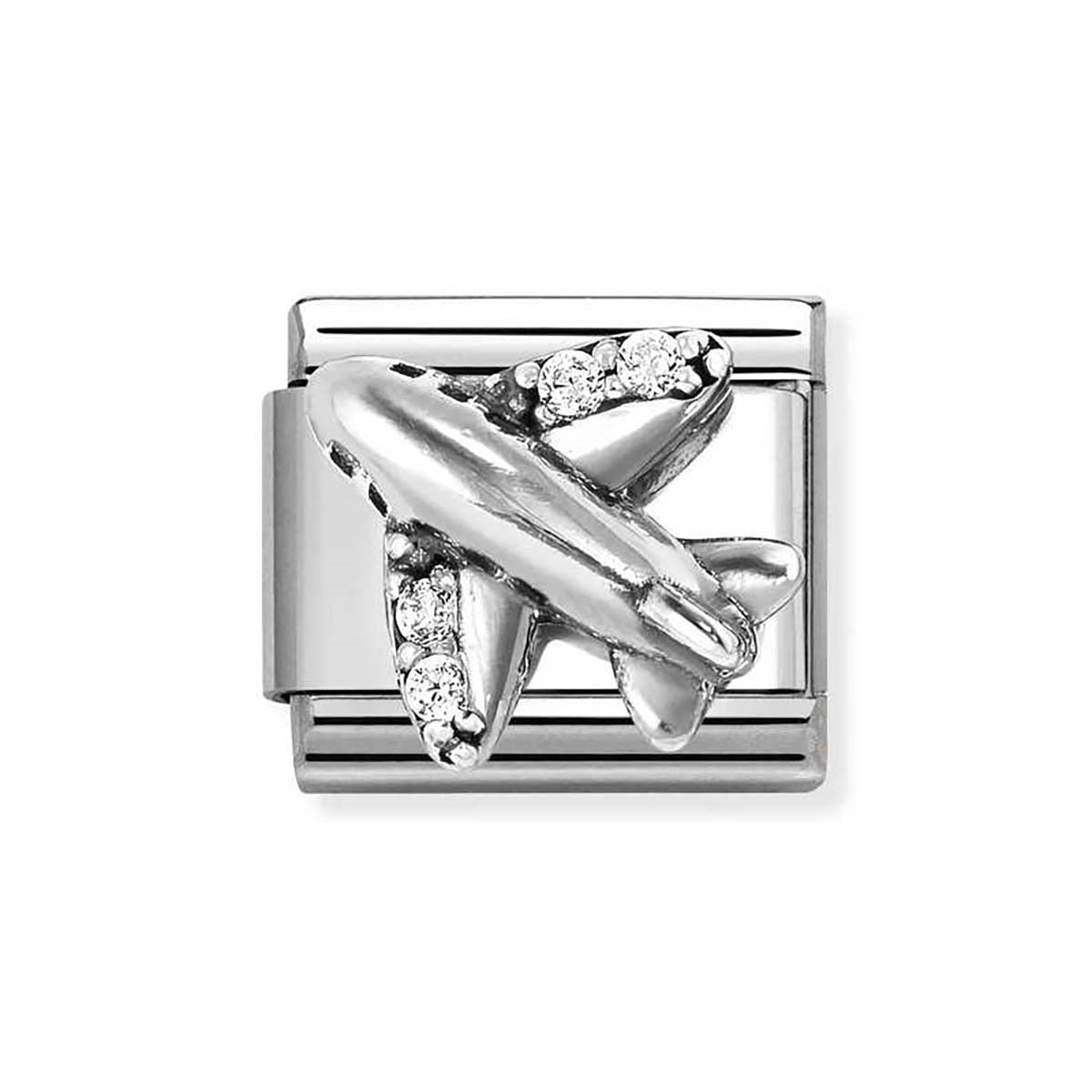 Nomination White Airplane Charm