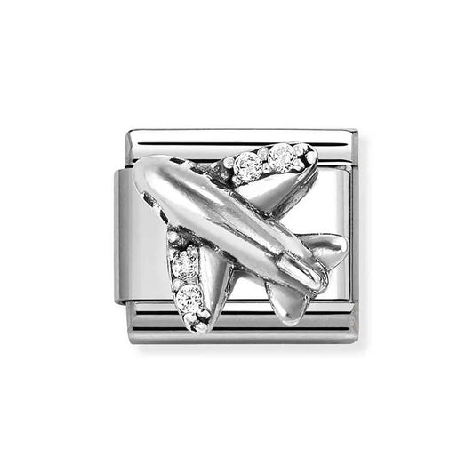 Nomination White Airplane Charm