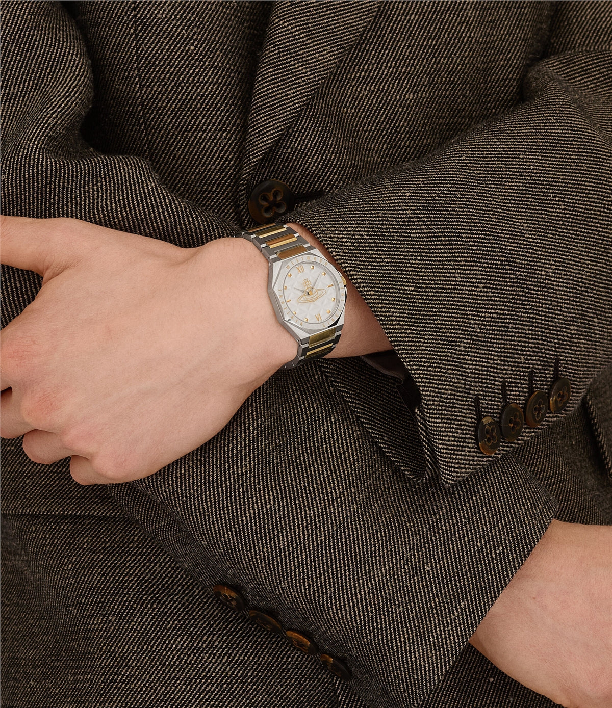 Vivienne Westwood Gold Mixed Tone Aldgate Round Bracelet Watch