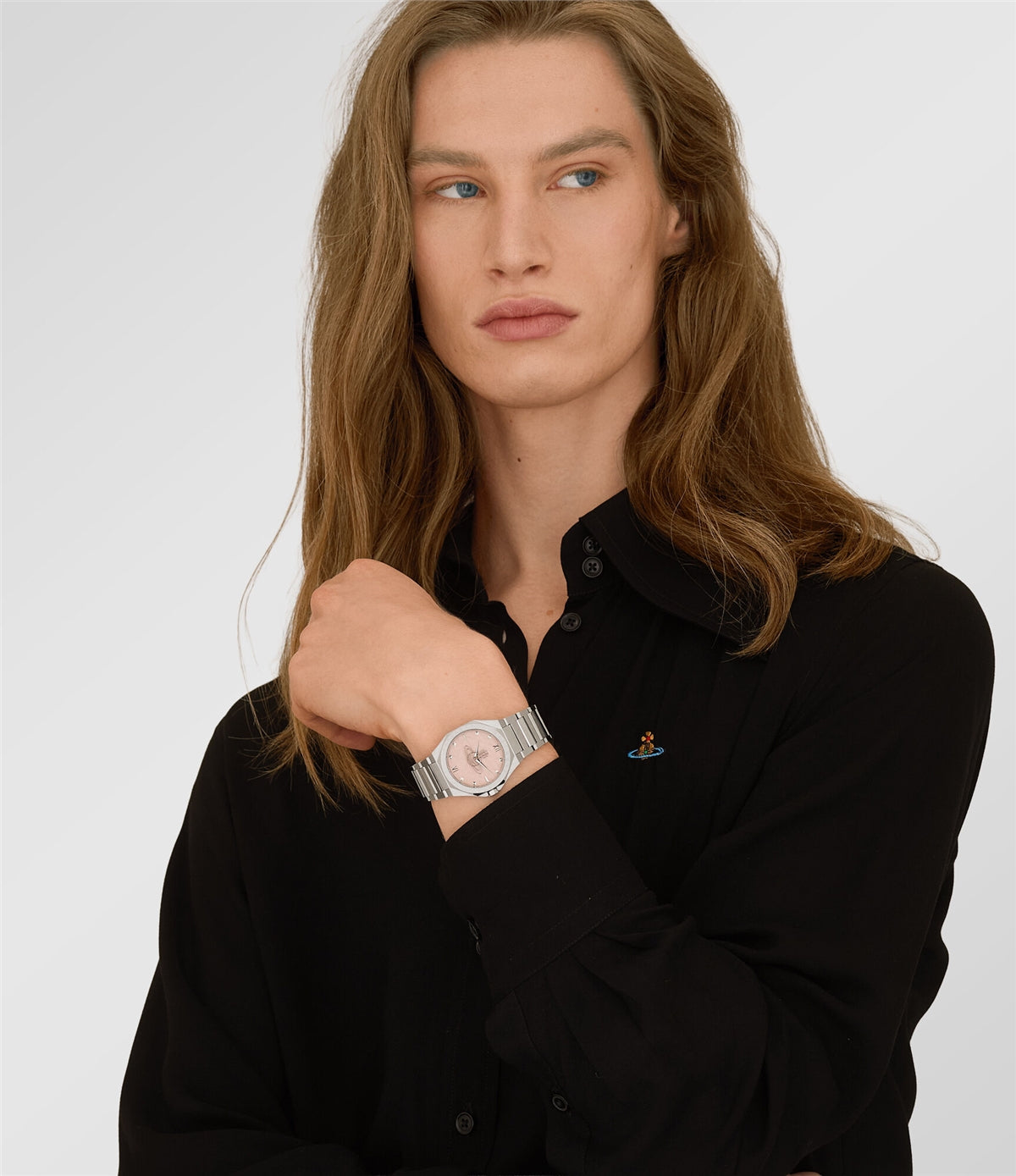Vivienne Westwood Silver Pink Aldgate Round Bracelet Watch