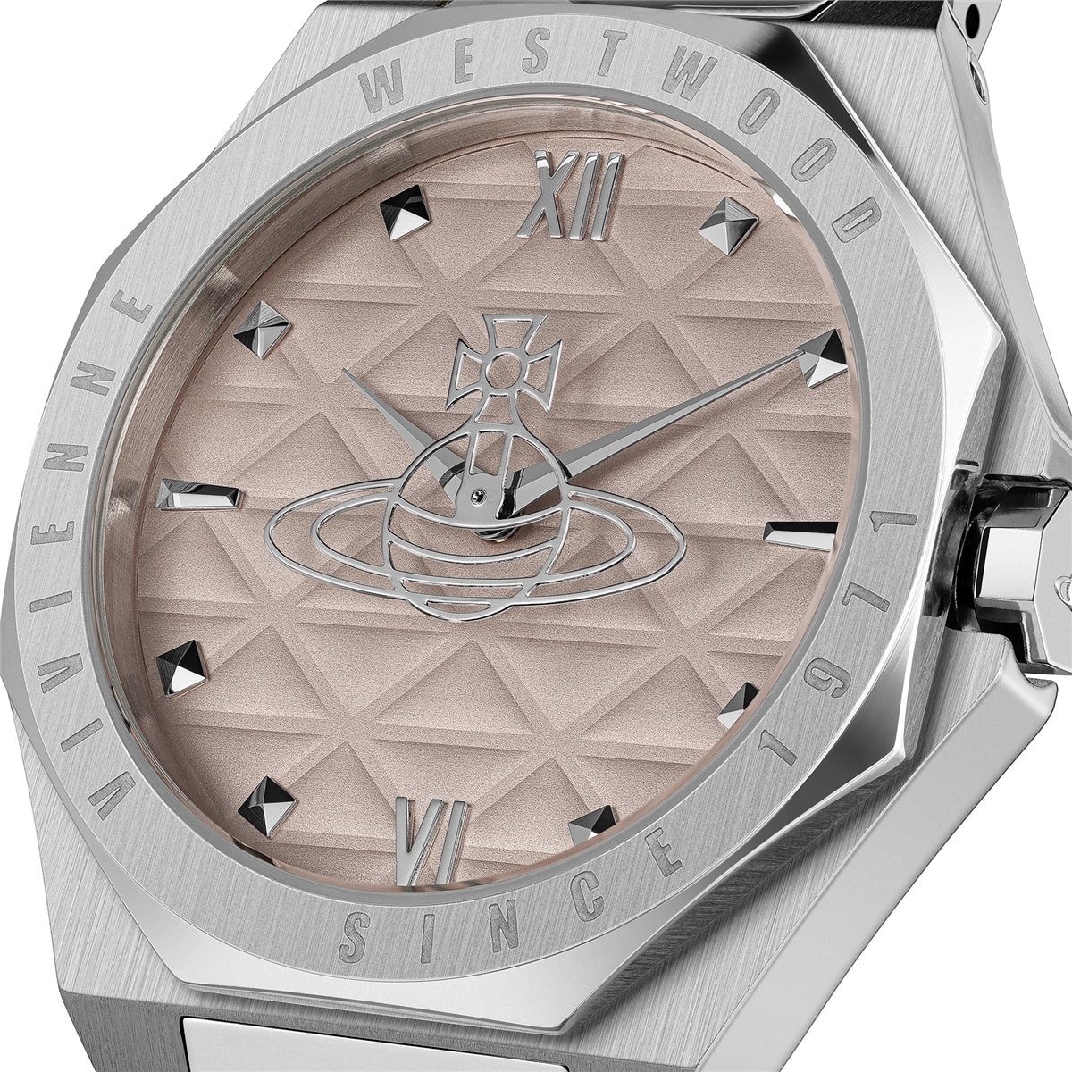 Vivienne Westwood Silver Pink Aldgate Round Bracelet Watch