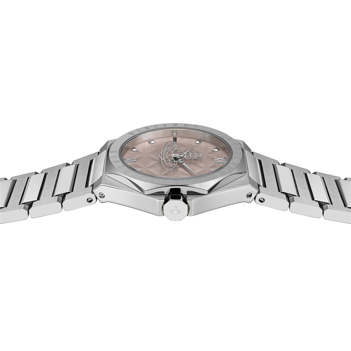 Vivienne Westwood Silver Pink Aldgate Round Bracelet Watch