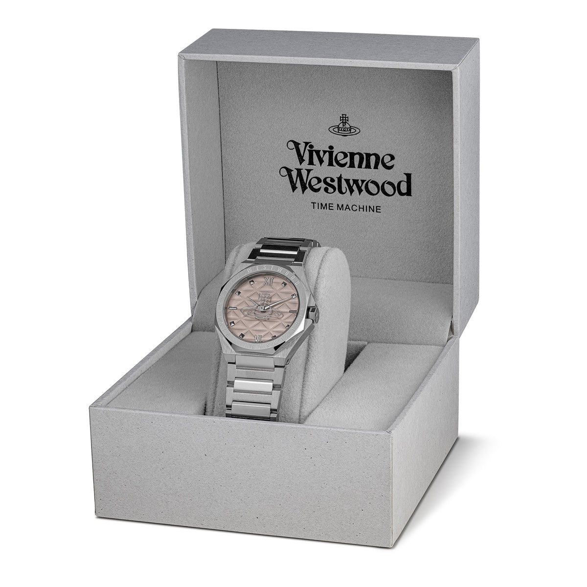 Vivienne Westwood Silver Pink Aldgate Round Bracelet Watch
