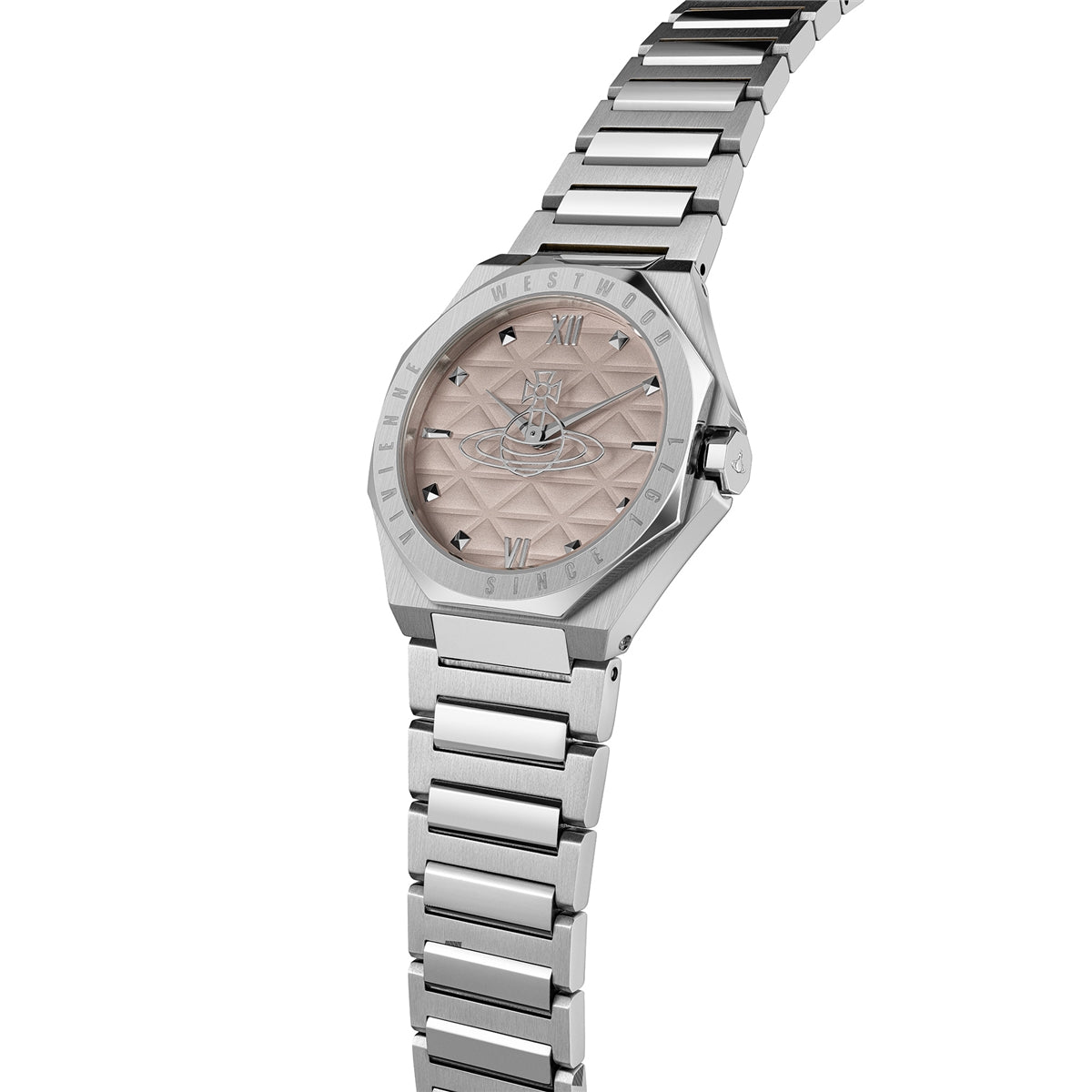 Vivienne Westwood Silver Pink Aldgate Round Bracelet Watch