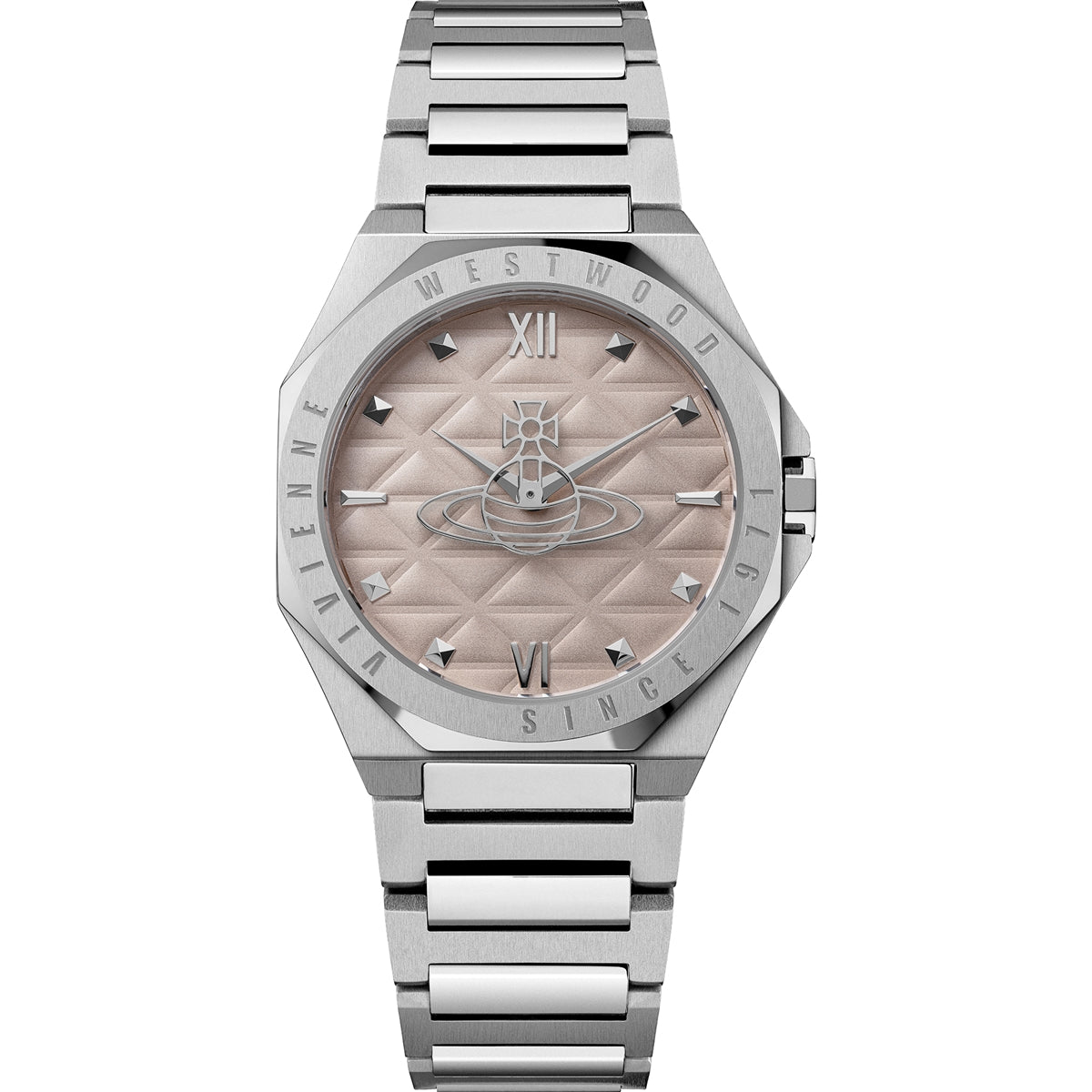 Vivienne Westwood Silver Pink Aldgate Round Bracelet Watch
