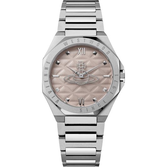 Vivienne Westwood Silver Pink Aldgate Round Bracelet Watch