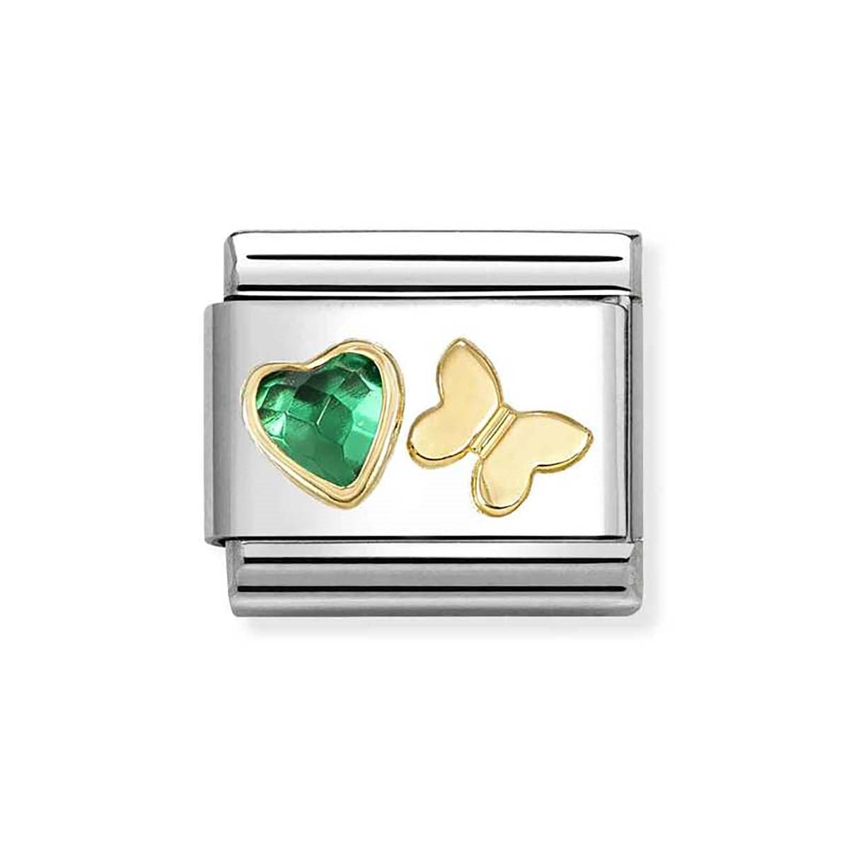 Nomination Green Heart Butterfly Charm