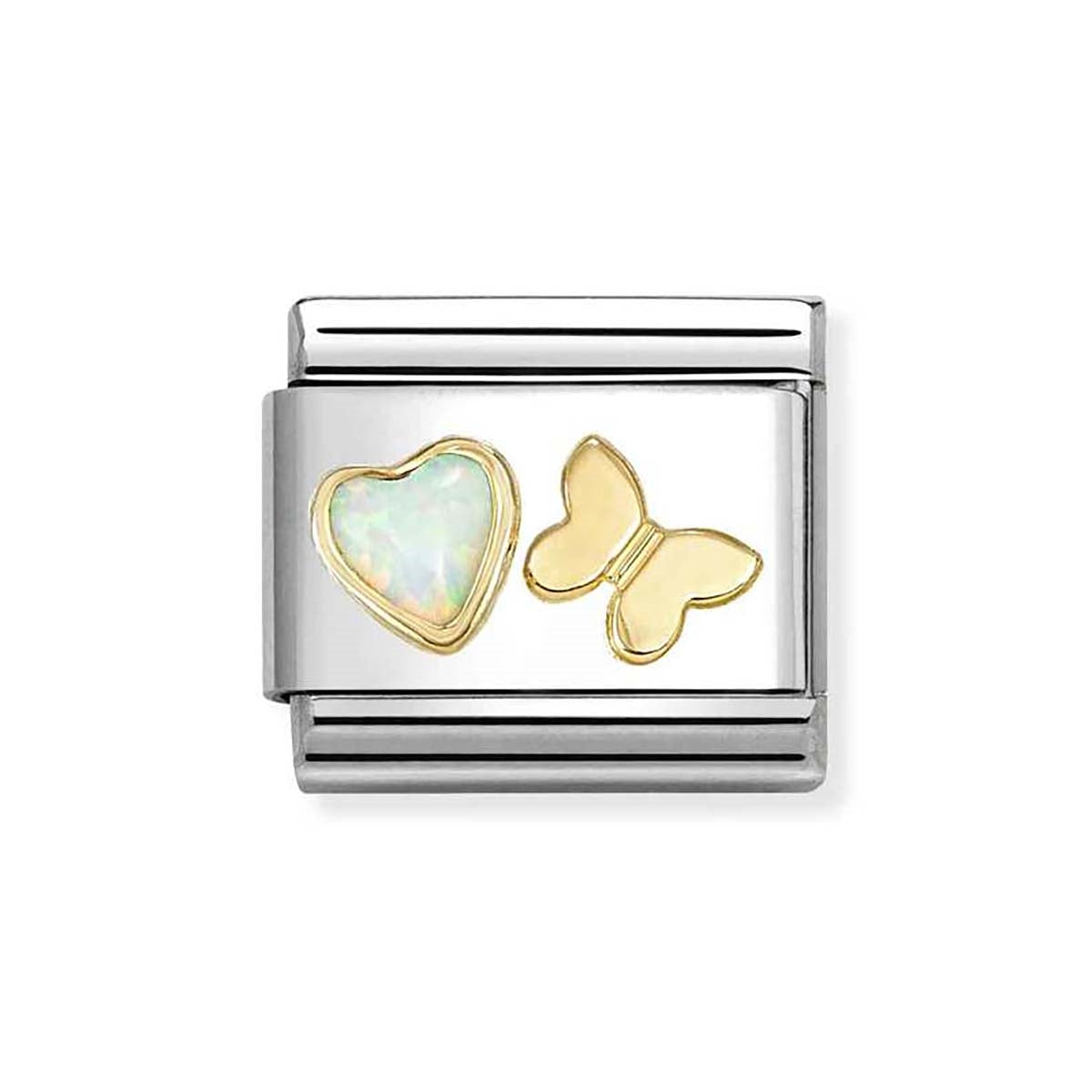 Nomination White Opal Heart Butterfly Charm
