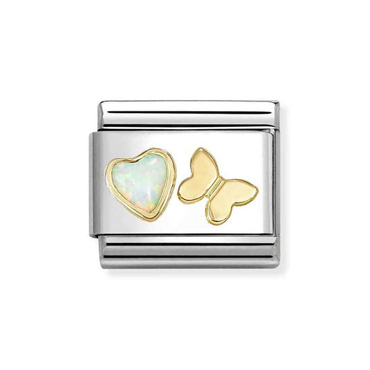 Nomination White Opal Heart Butterfly Charm