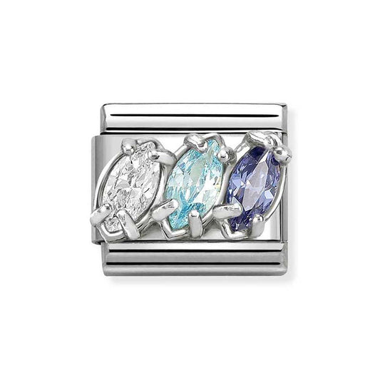 Nomination White Blue Trilogy Marquis Charm