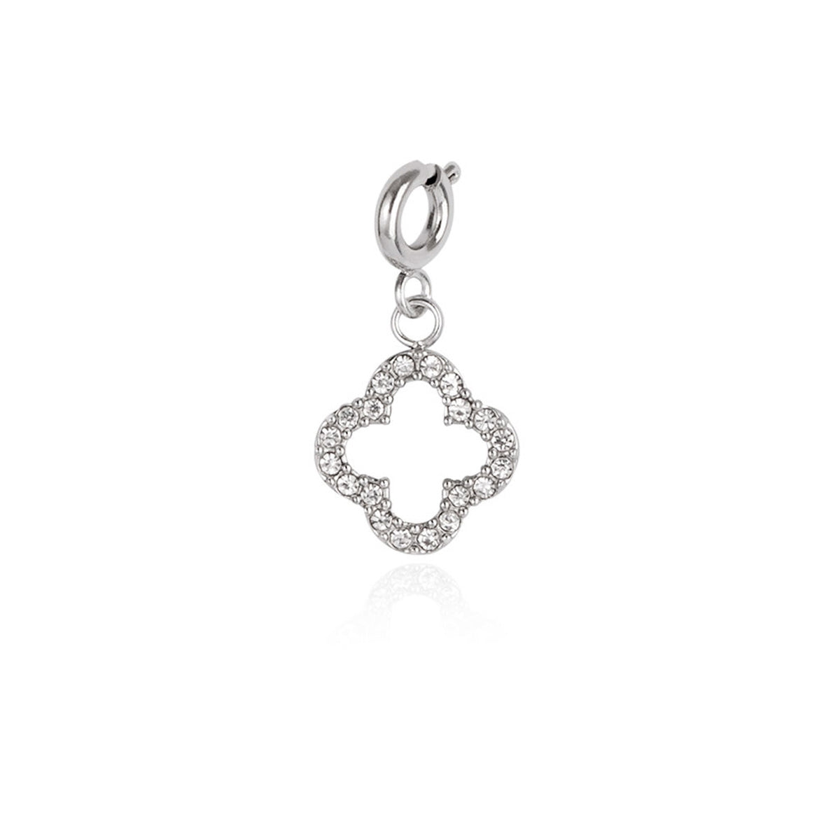 Over & Over Silver CZ Clover Charm