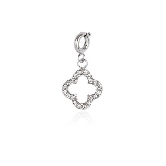 Over & Over Silver CZ Clover Charm