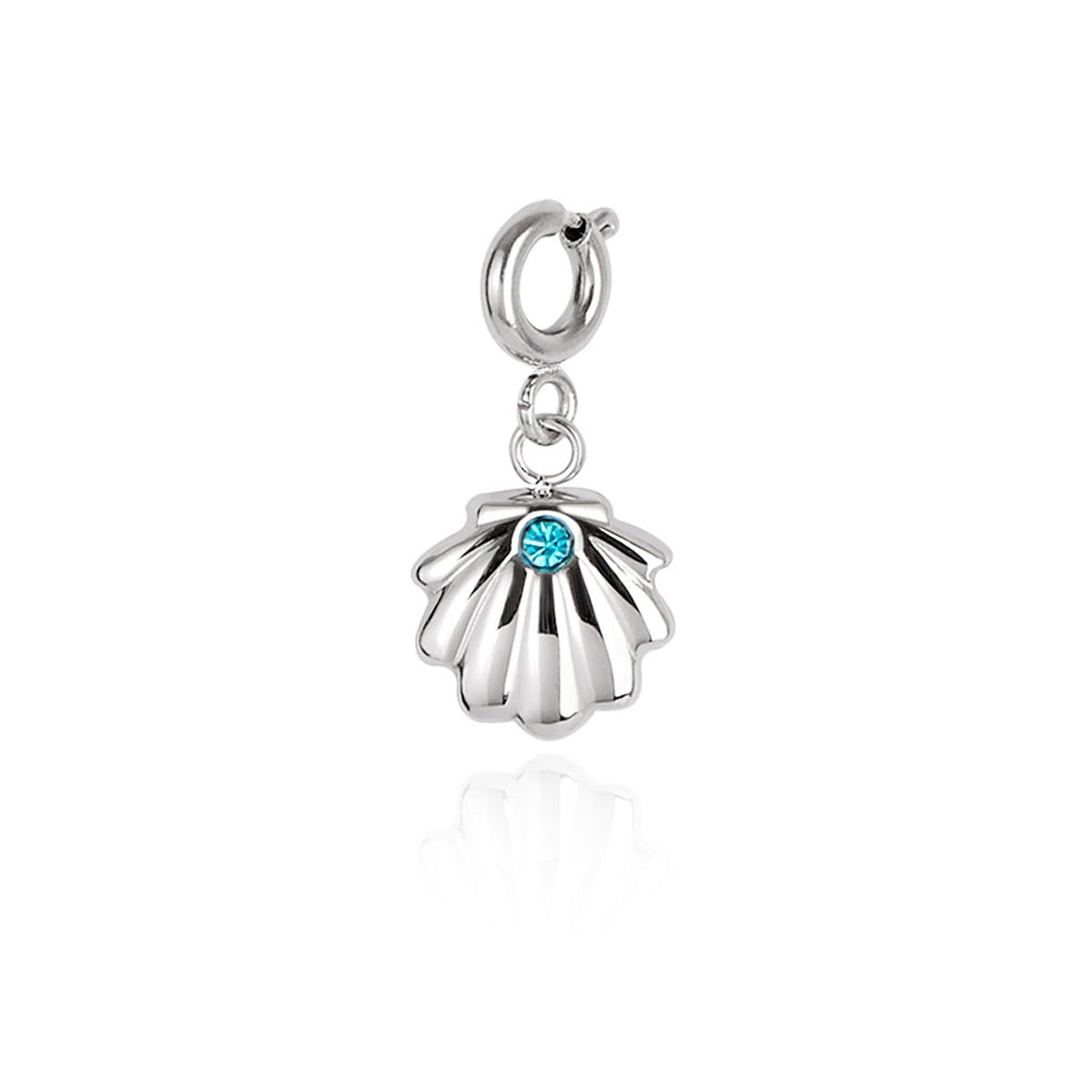 Over & Over Silver Aqua Shell Charm