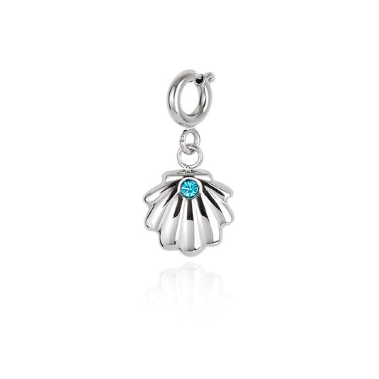 Over & Over Silver Aqua Shell Charm