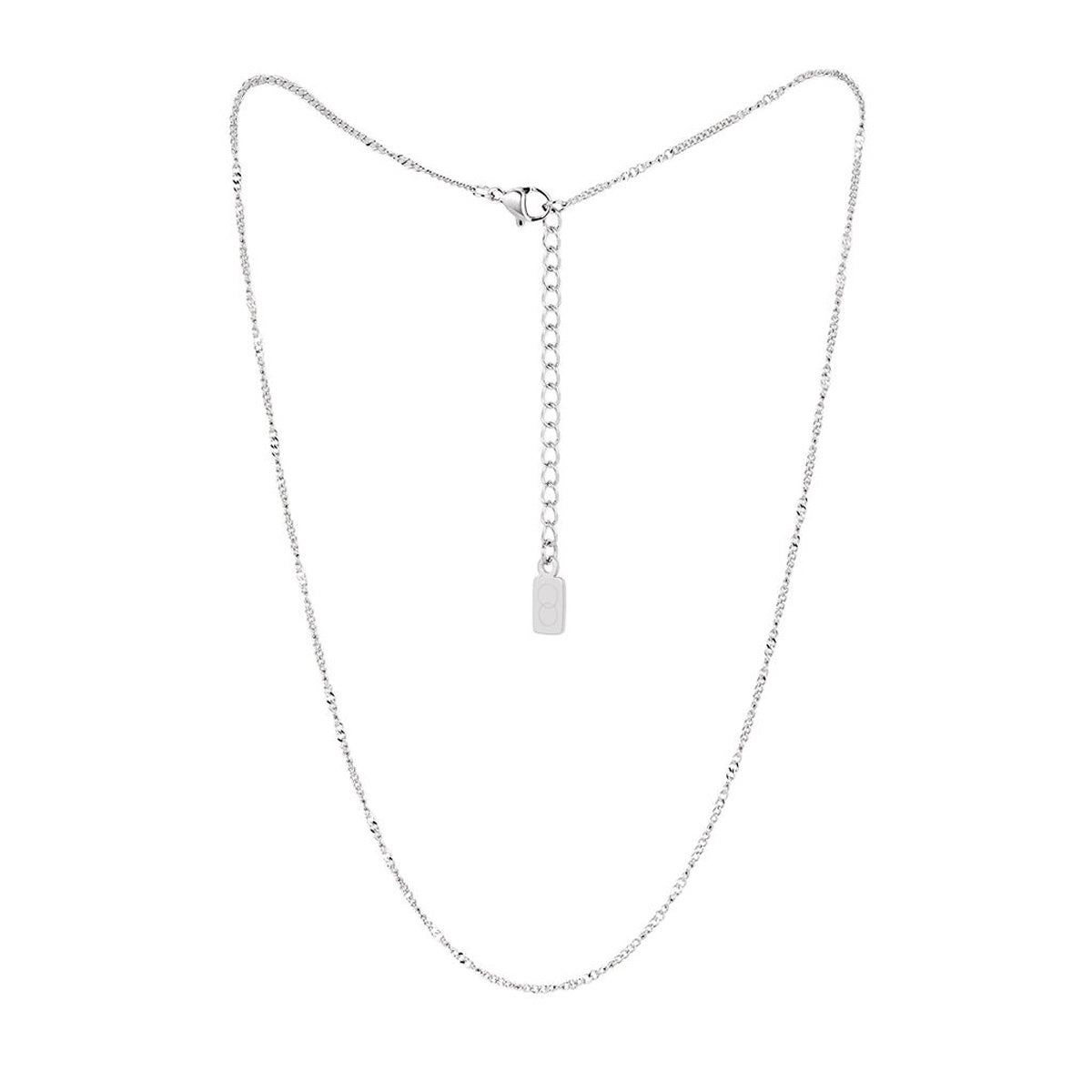 Over & Over Silver Curb Charm Necklace