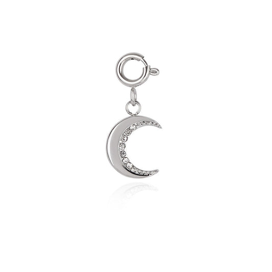 Over & Over Silver Plated CZ Crescent Moon Charm
