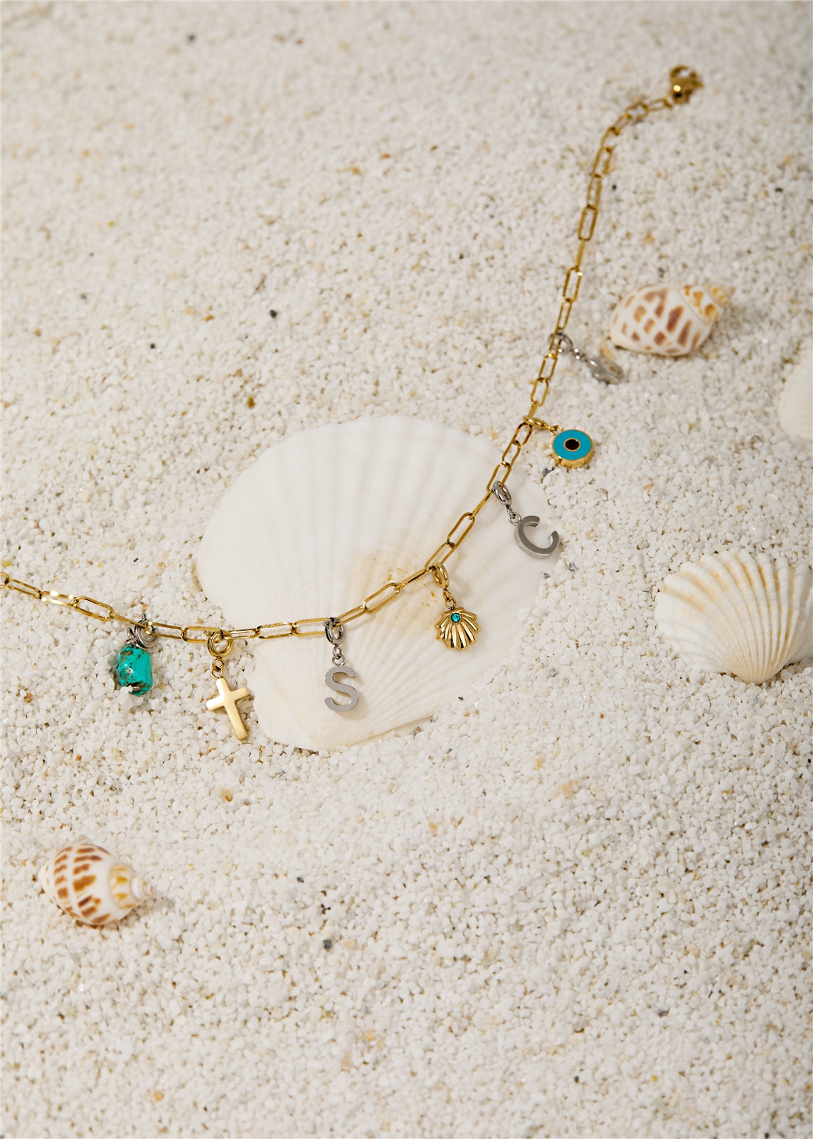 Over & Over Silver Stainless Steel Turquoise Charm