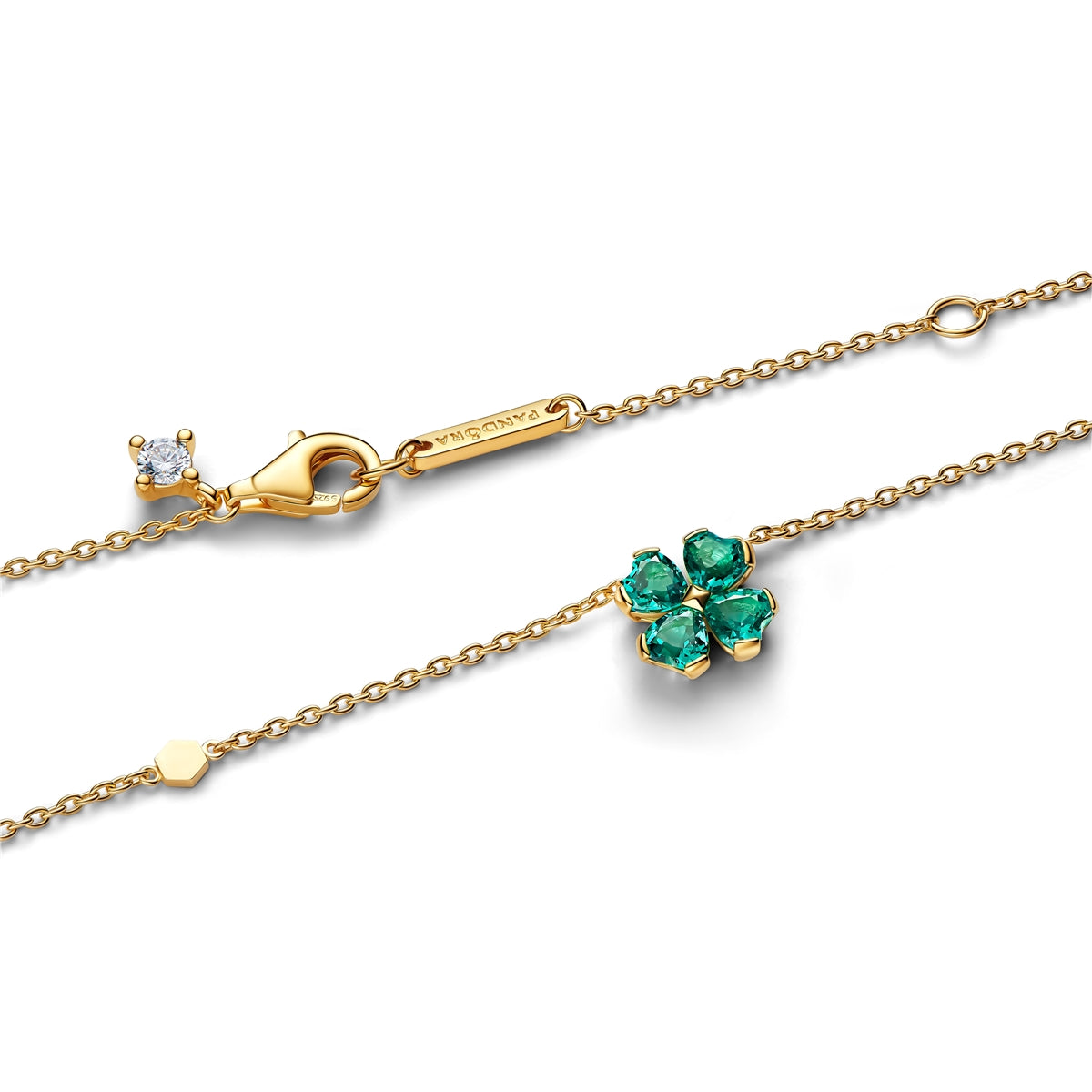 Pandora Green Lucky Clover Pendant Necklace