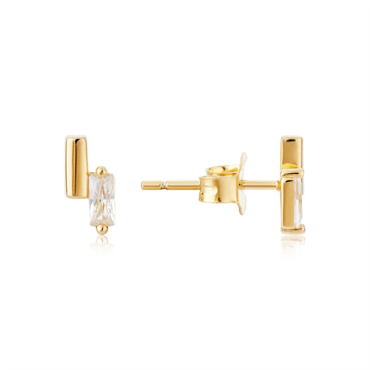 Argento Gold CZ Line Stud Earrings