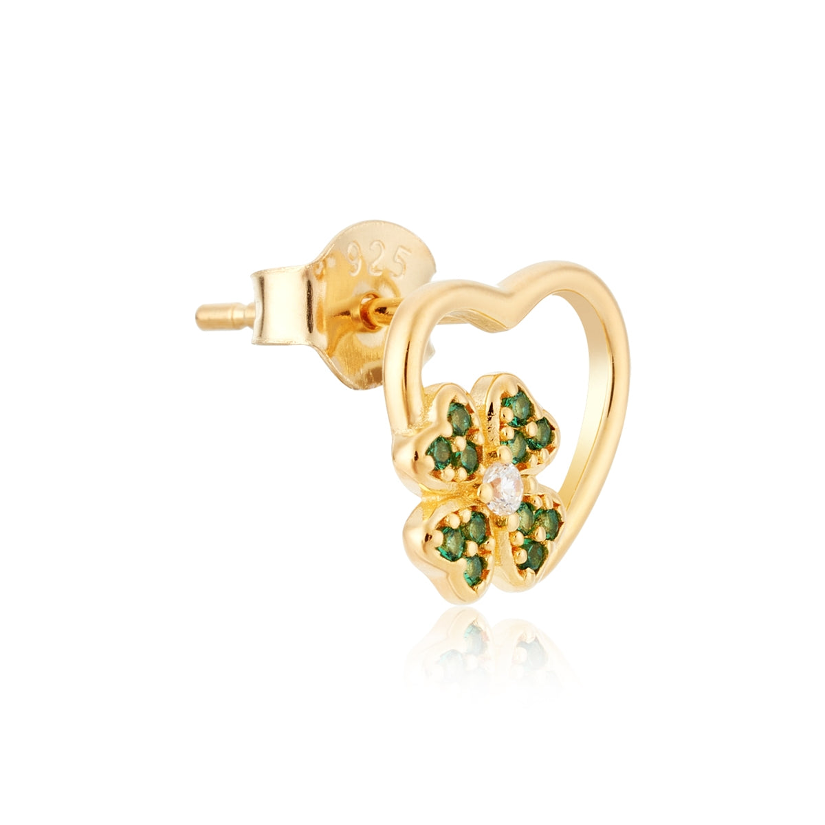 Argento Gold Green Clover Heart Earrings
