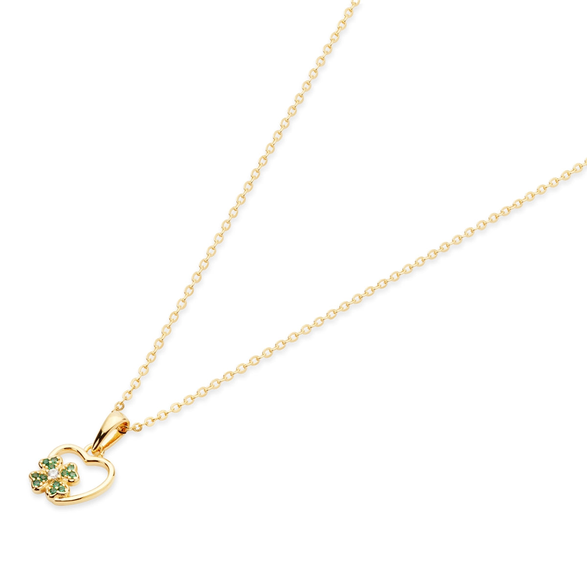 Argento Gold Green Clover Heart Necklace
