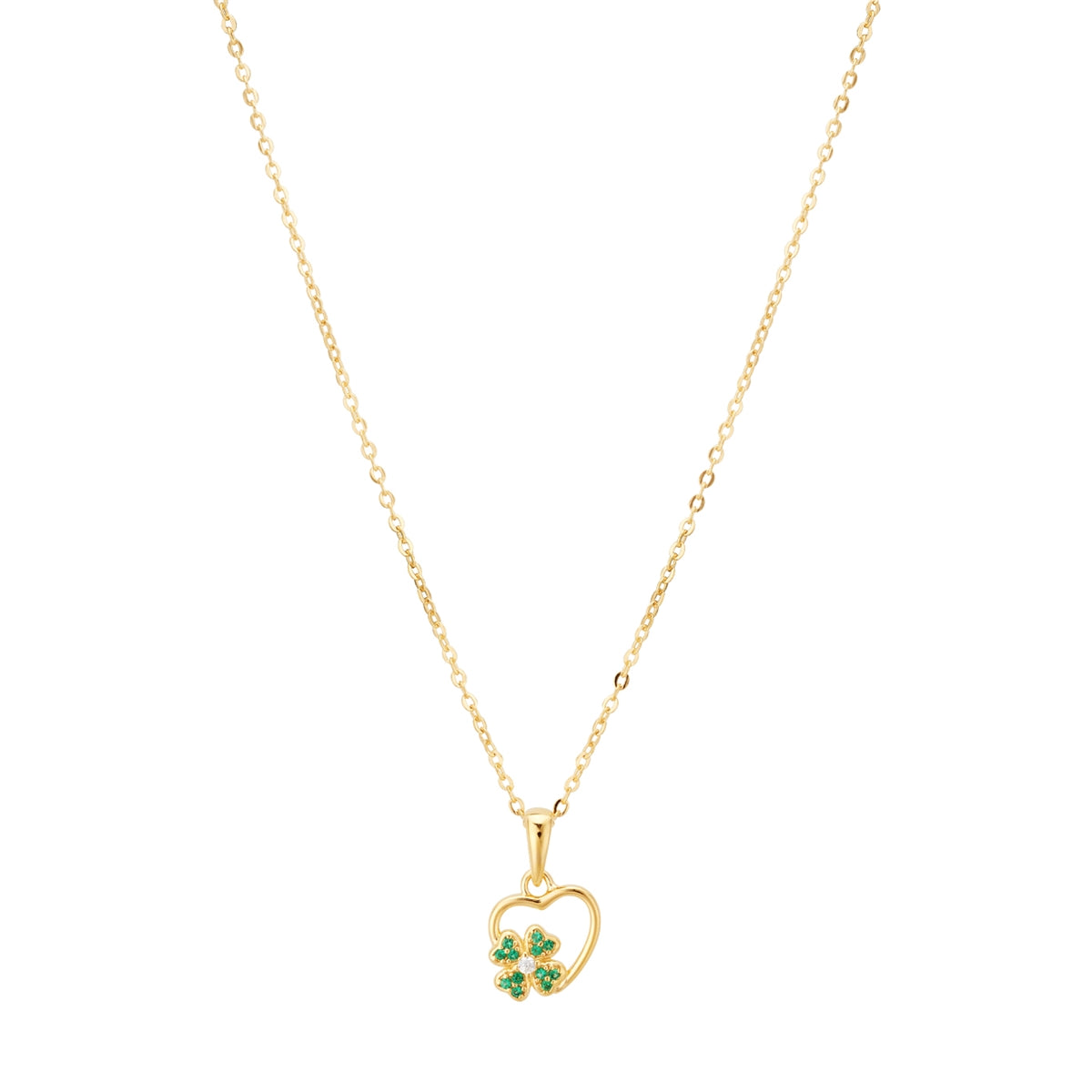 Argento Gold Green Clover Heart Necklace