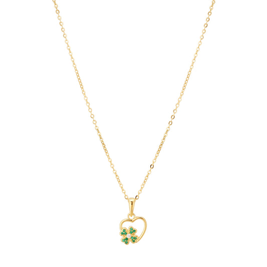 Argento Gold Green Clover Heart Necklace