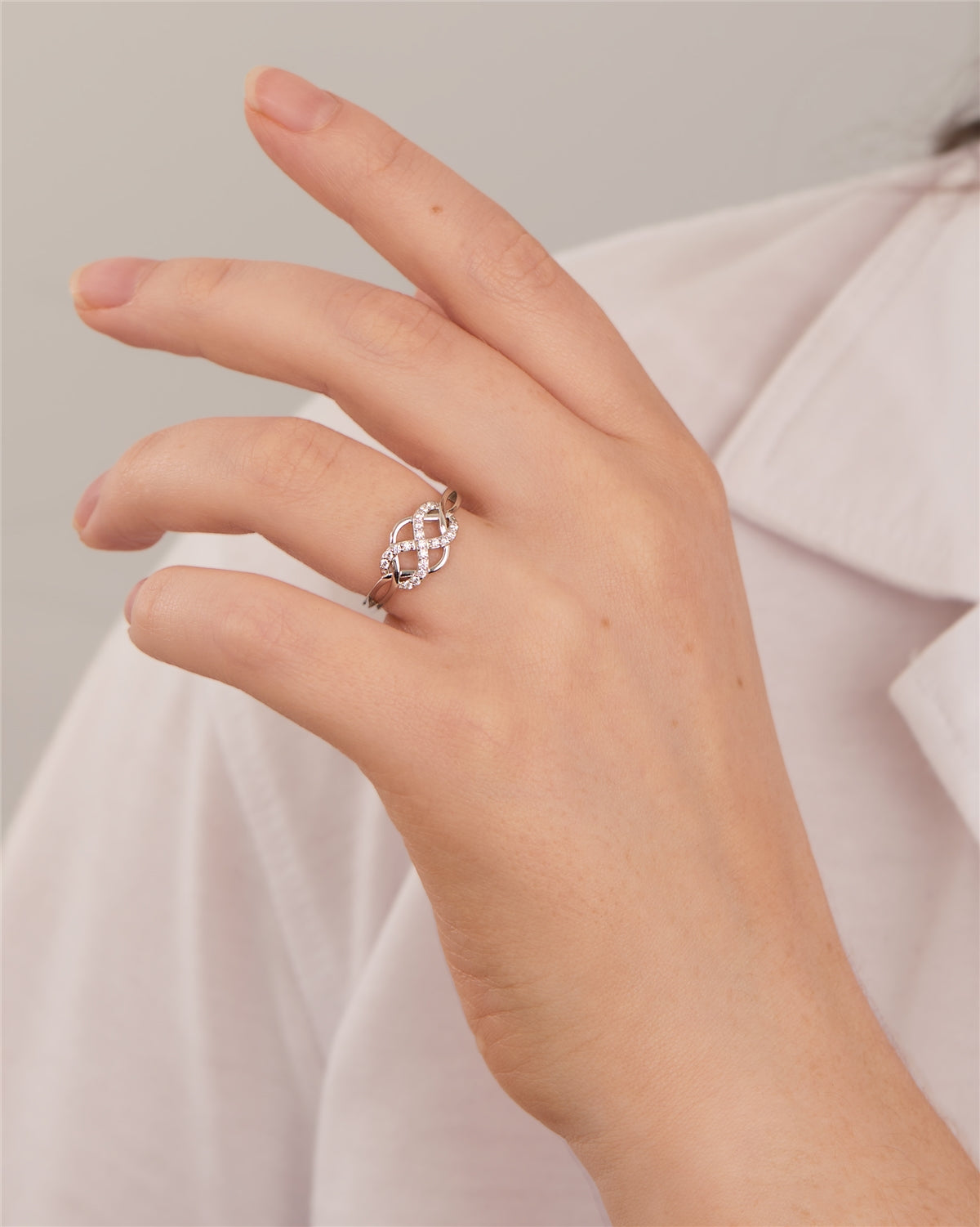 Argento Silver CZ Celtic Infinity Knot Ring