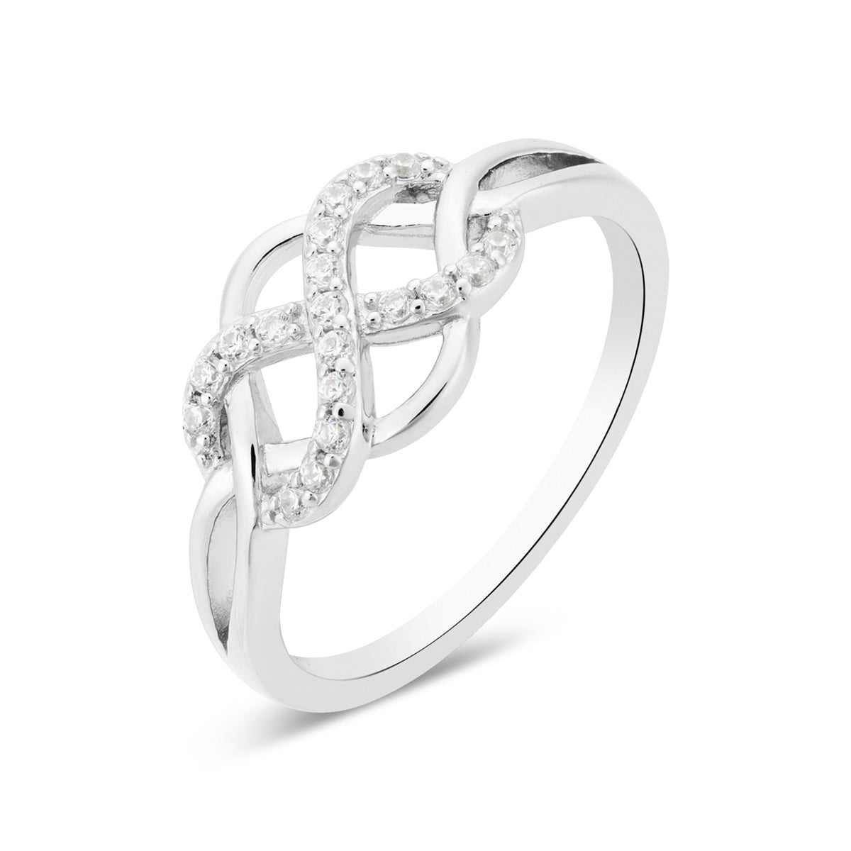 Argento Silver CZ Celtic Infinity Knot Ring