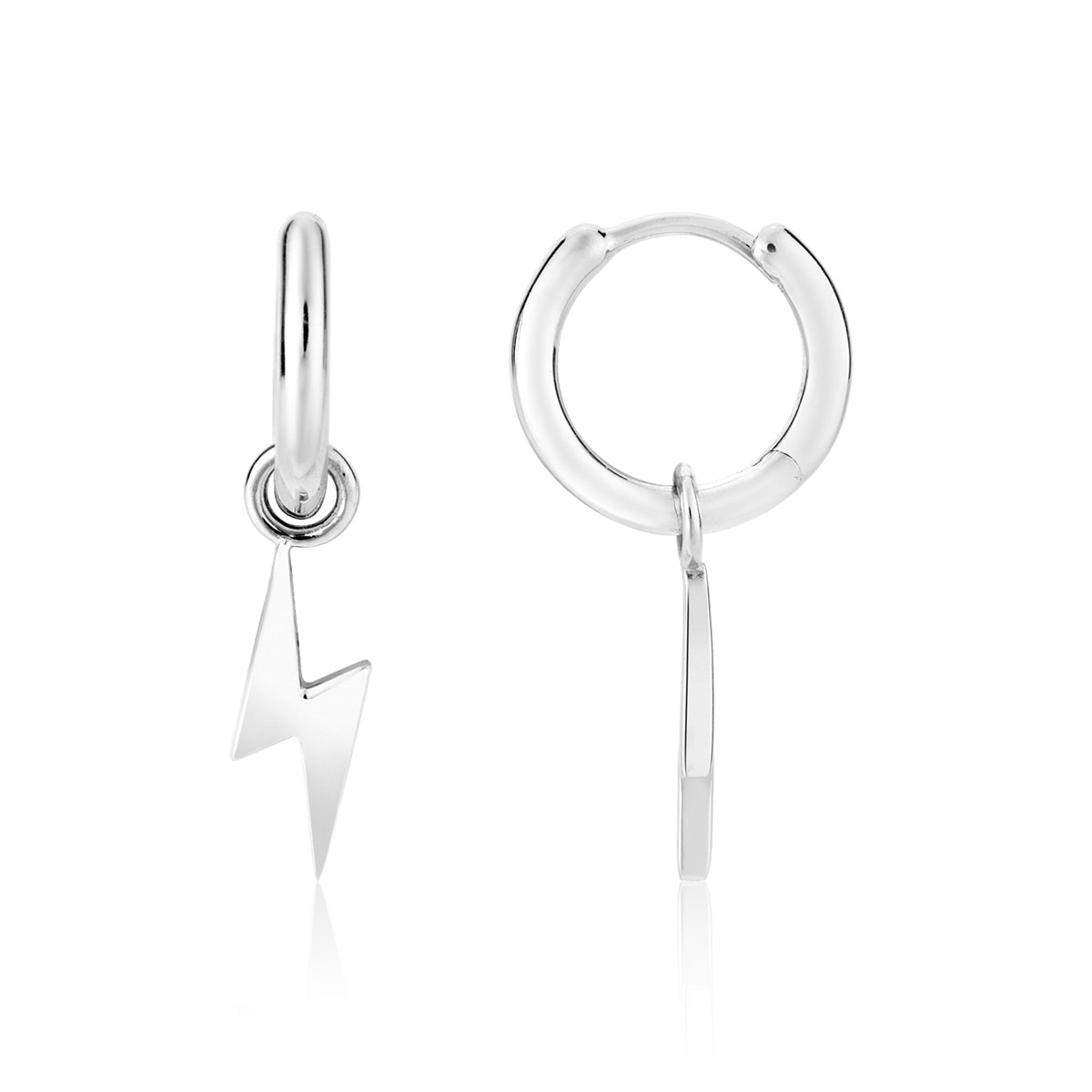 Argento Silver Lightning Bolt Hoop Earrings