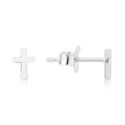 Argento Silver Mini Cross Stud Earrings