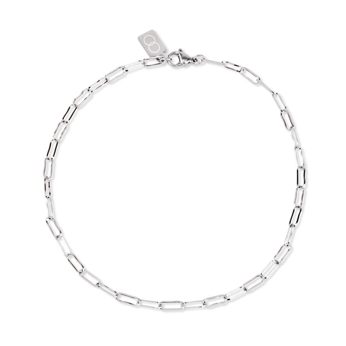 Over & Over Silver Stainless Steel Paper Clip Charm Anklet
