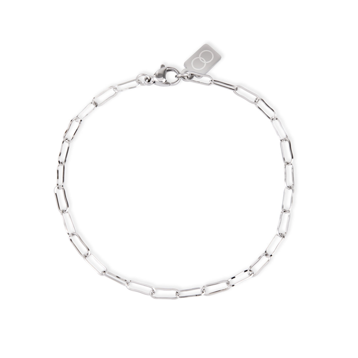 Over & Over Silver Stainless Steel Paper Clip Charm Bracelet