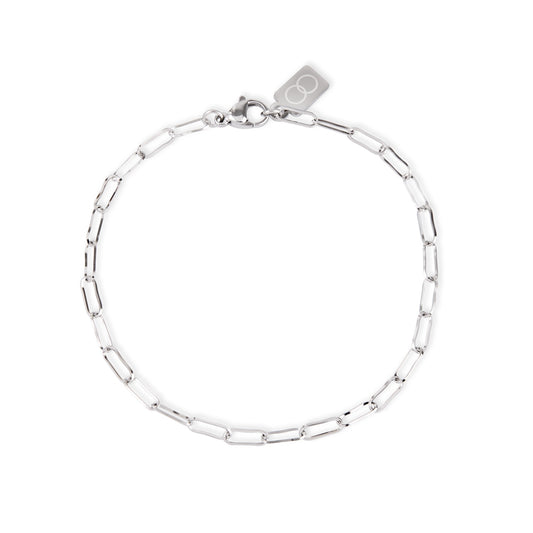 Over & Over Silver Stainless Steel Paper Clip Charm Bracelet
