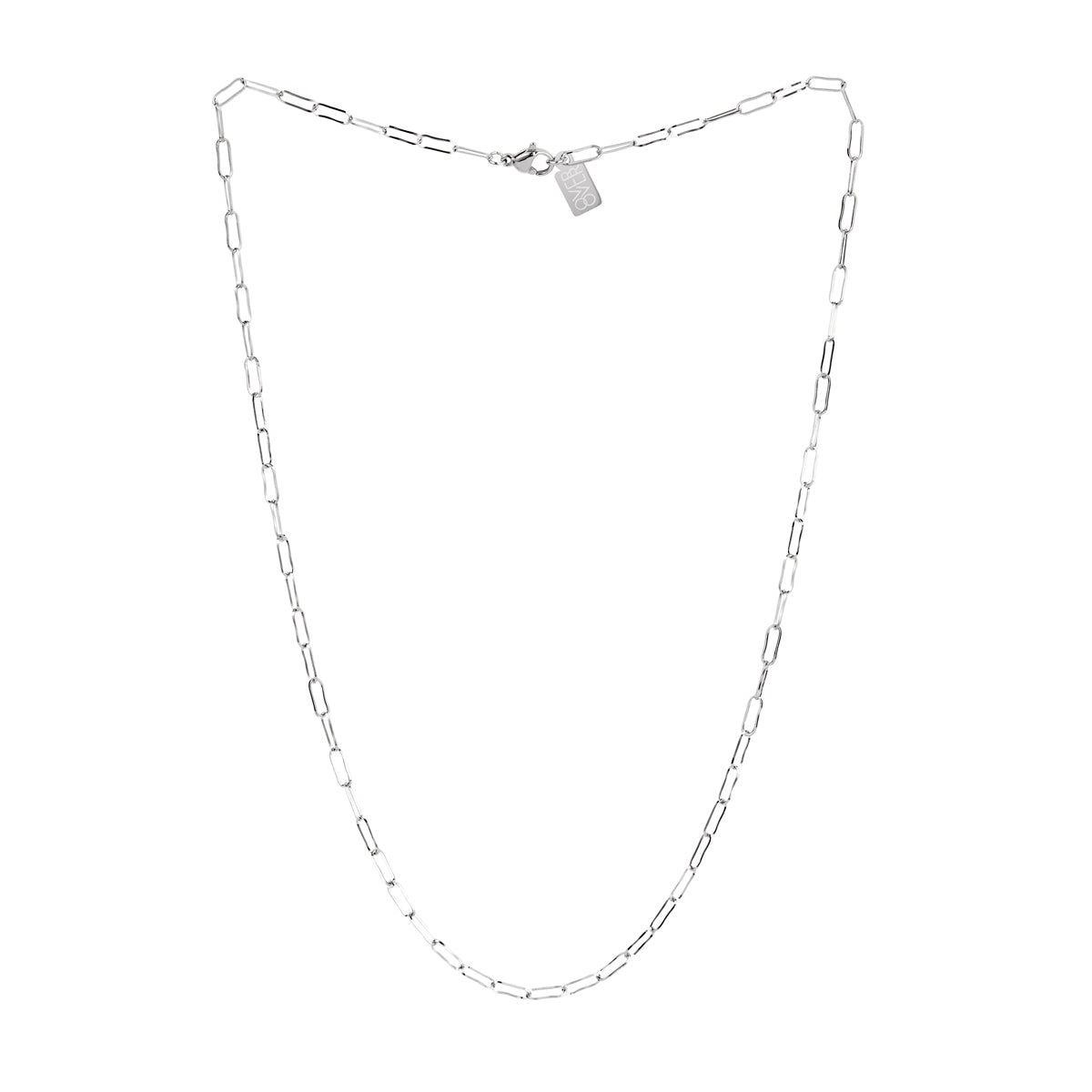 Over & Over Silver Stainless Steel Paperclip Charm Necklace