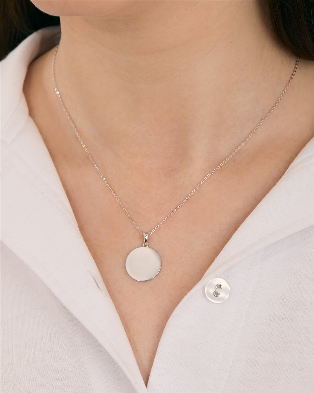 Argento Silver 1.8 Engraving Circle Necklace