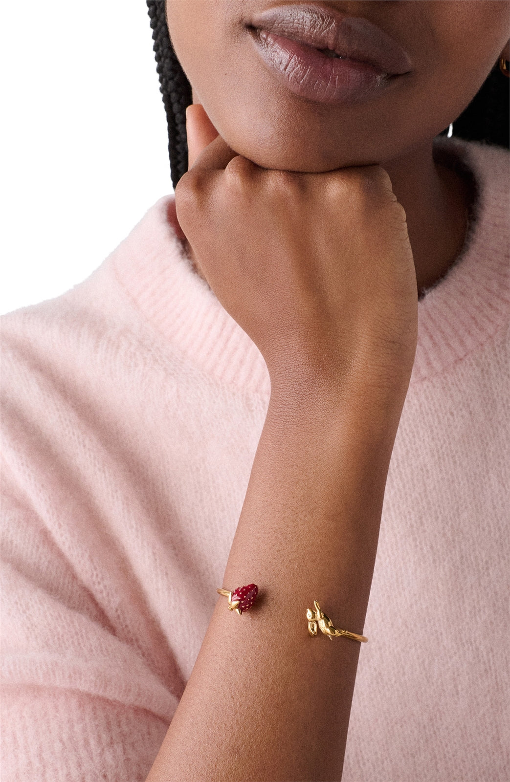 Kate Spade New York Gold Secret Garden Red Strawberry Rabbit Bangle