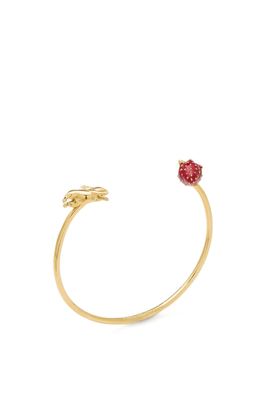 Kate Spade New York Gold Secret Garden Red Strawberry Rabbit Bangle