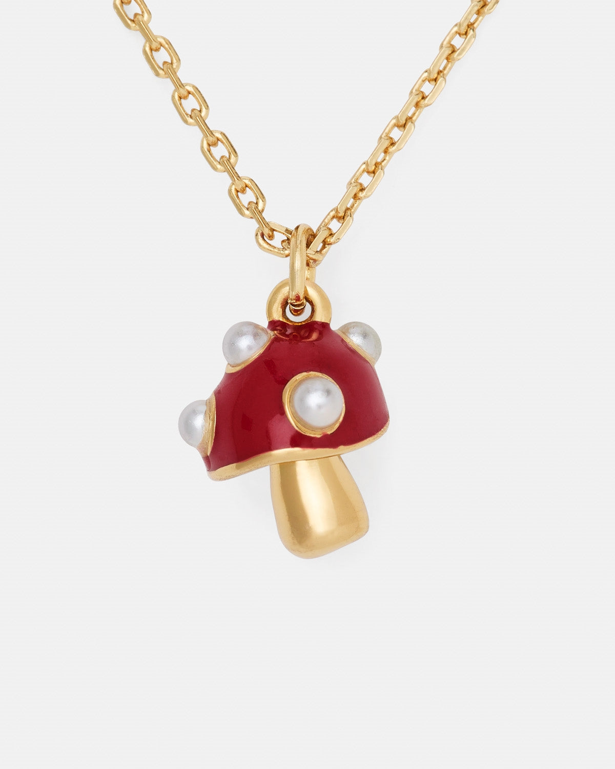 Kate Spade New York Gold Secret Garden Red Enamel Mushroom Necklace