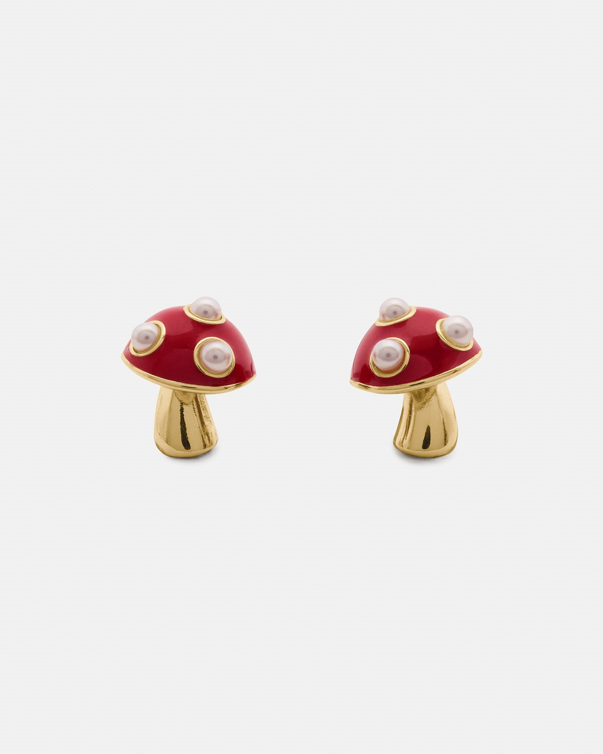 Kate Spade New York Gold Secret Garden Red Enamel Mushroom Studs